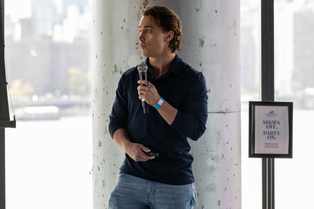 Brandon Steidley presenting Silhouet at the Columbia Business School AI Start-up Challenge